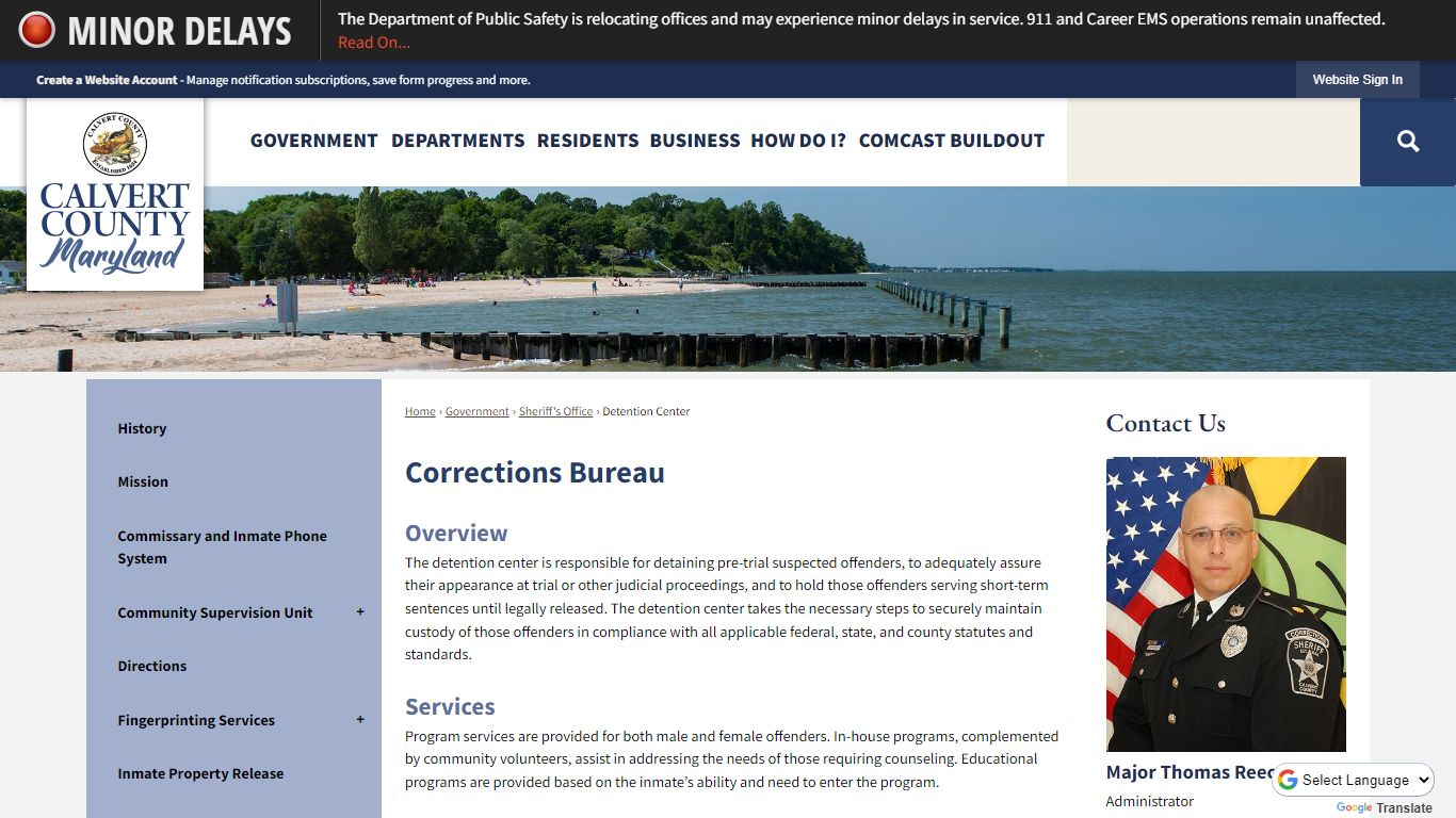 Corrections Bureau | Calvert County, MD - Official Website