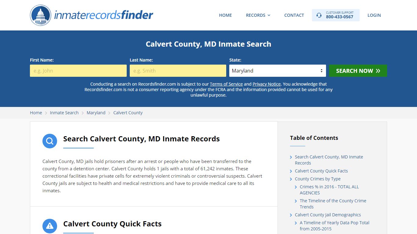 Calvert County, MD Inmate Lookup & Jail Records Online